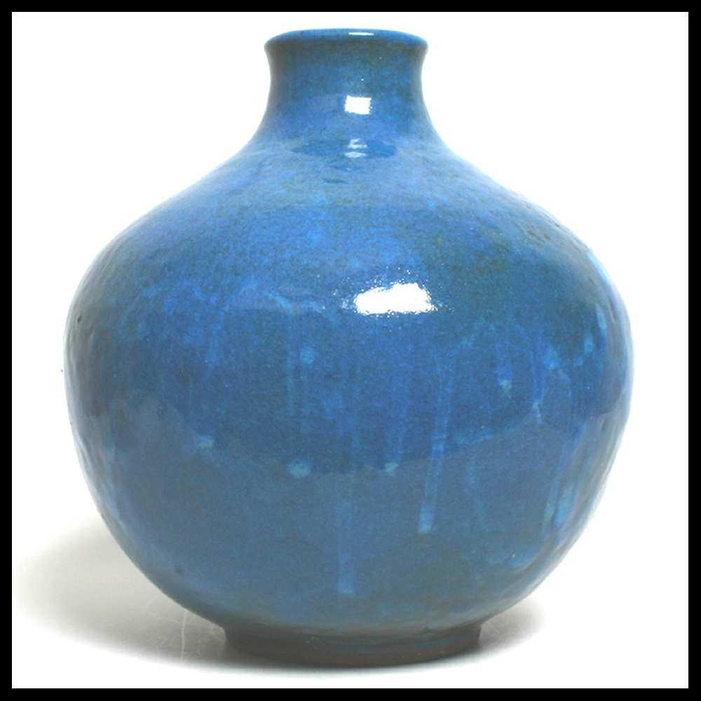 Gert de Rijk, - grote bolle vaas in Perzisch Blauw | Contemporary - Keramiek Galerie